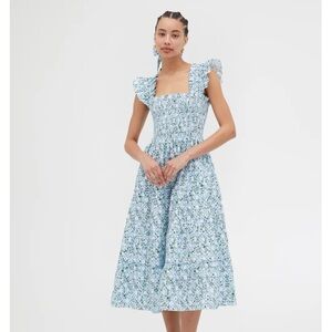 Hill House Ellie Nap Dress: Blue Basketweave Vine colorway. Size XS